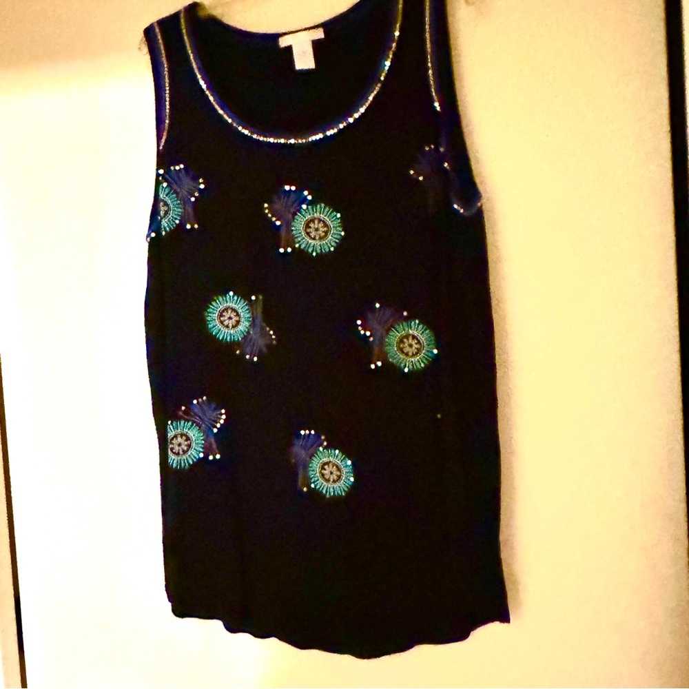 Tank Style Plus size Black Sequin Top